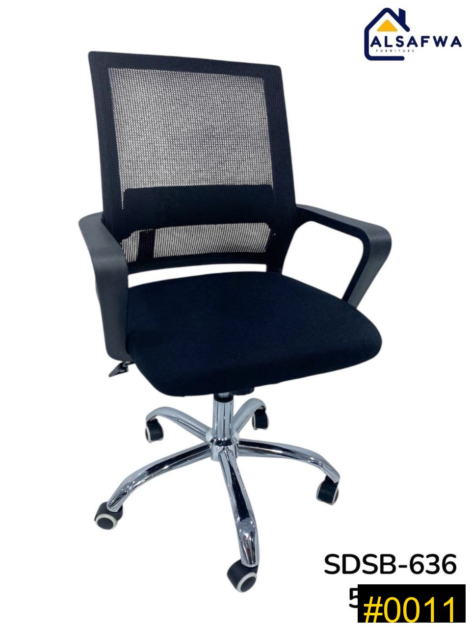Office Chair — Black Mesh Fabric Swivel Office