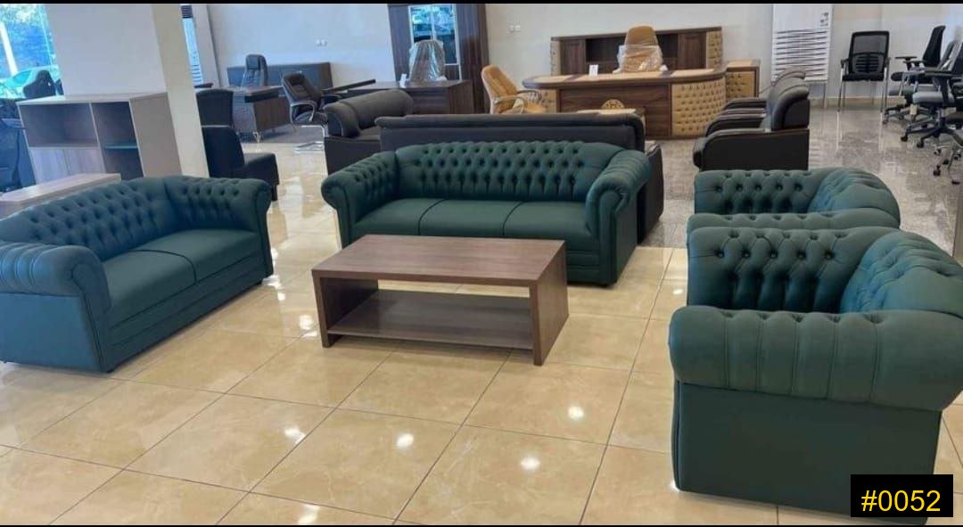Leather Sofa Set — Emerald Green Tufted — 1380 SAR (5-seater)