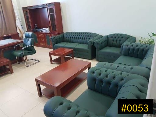 Leather Sofa Set — Dark Green Tufted — 1380 SAR (5-seater)
