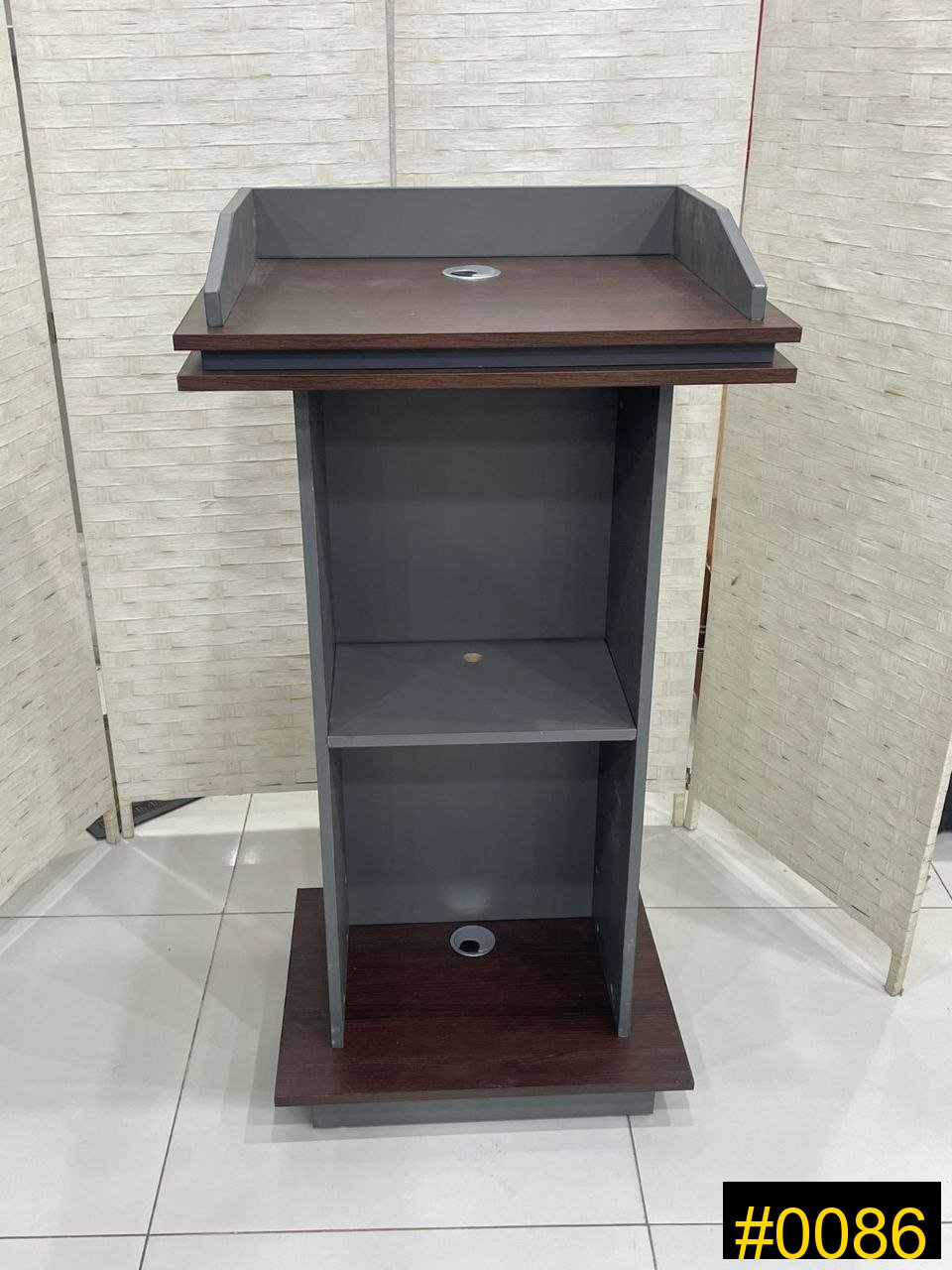 Reception Podium — Dark Grey and Brown Woodgrain Reception Podium — 530 SAR (100cm)