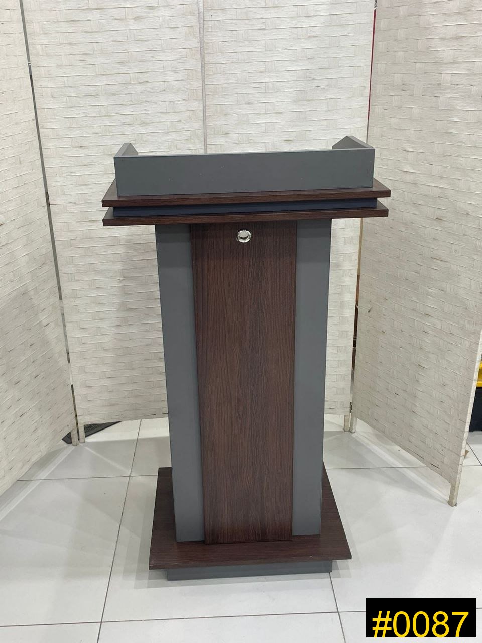 Reception Podium — Contemporary Grey Wood Reception Podium — 530 SAR (100cm)