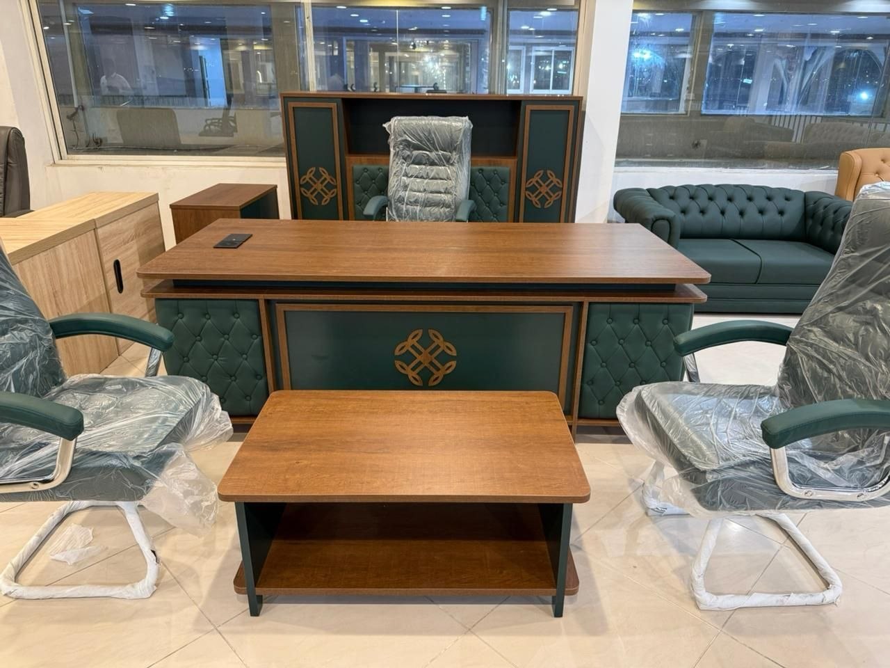 Manager Office Set — Dark Green Wood Executive Office Set — 6600 SAR