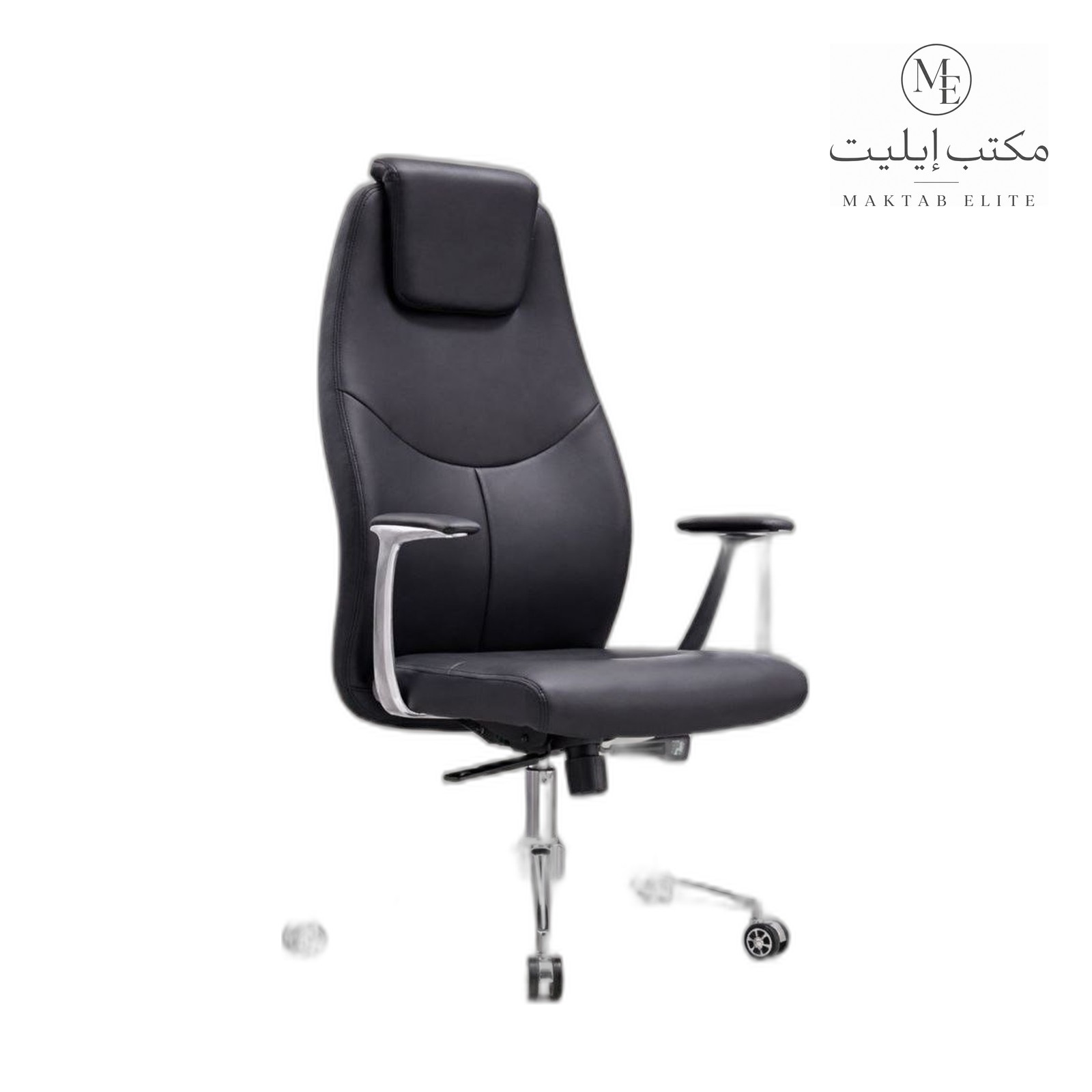 Leather Executive Chair — Black Leather High-Back Executive Chair — 575 SAR (lea
