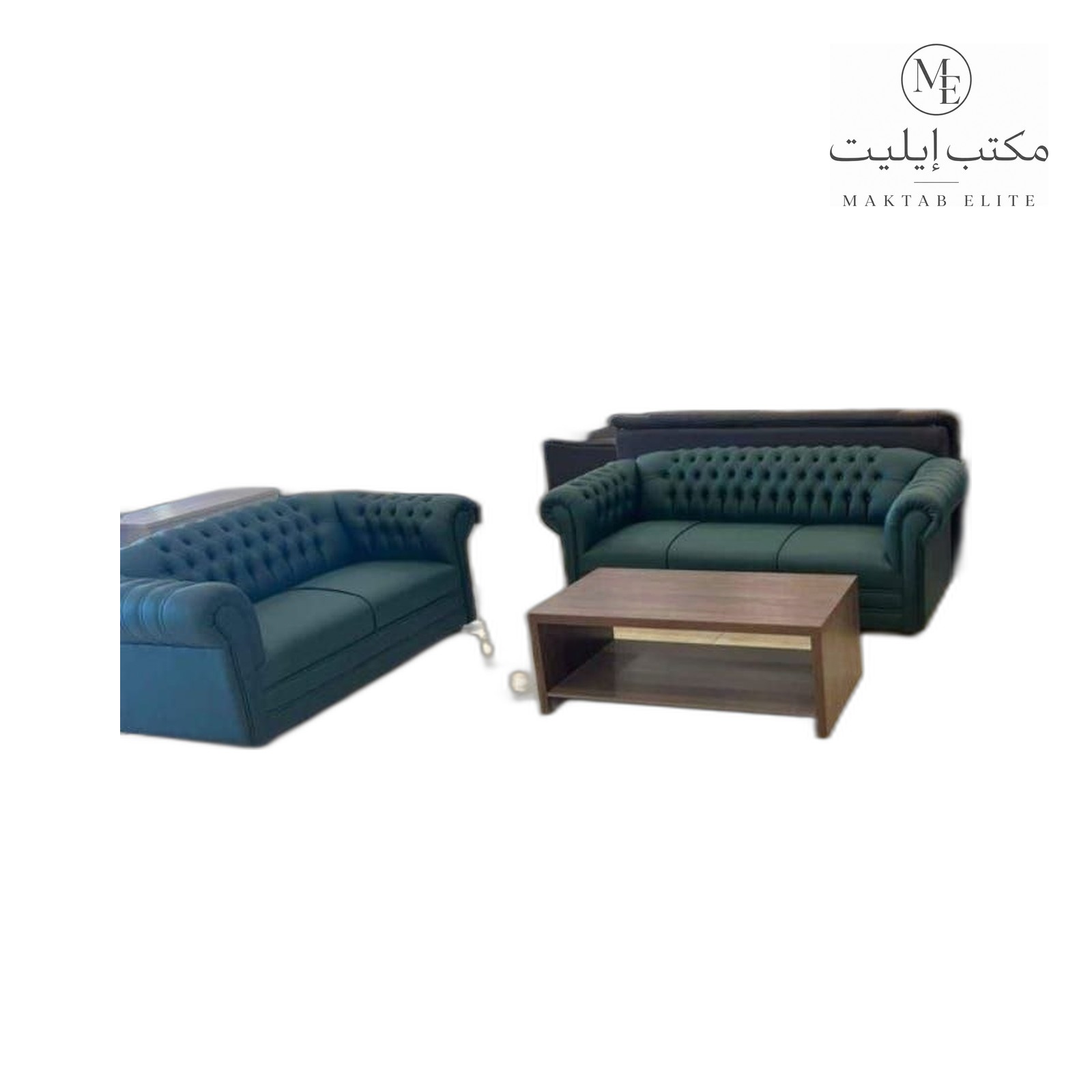 Leather Sofa Set — Emerald Green Tufted — 1380 SAR (5-seater)