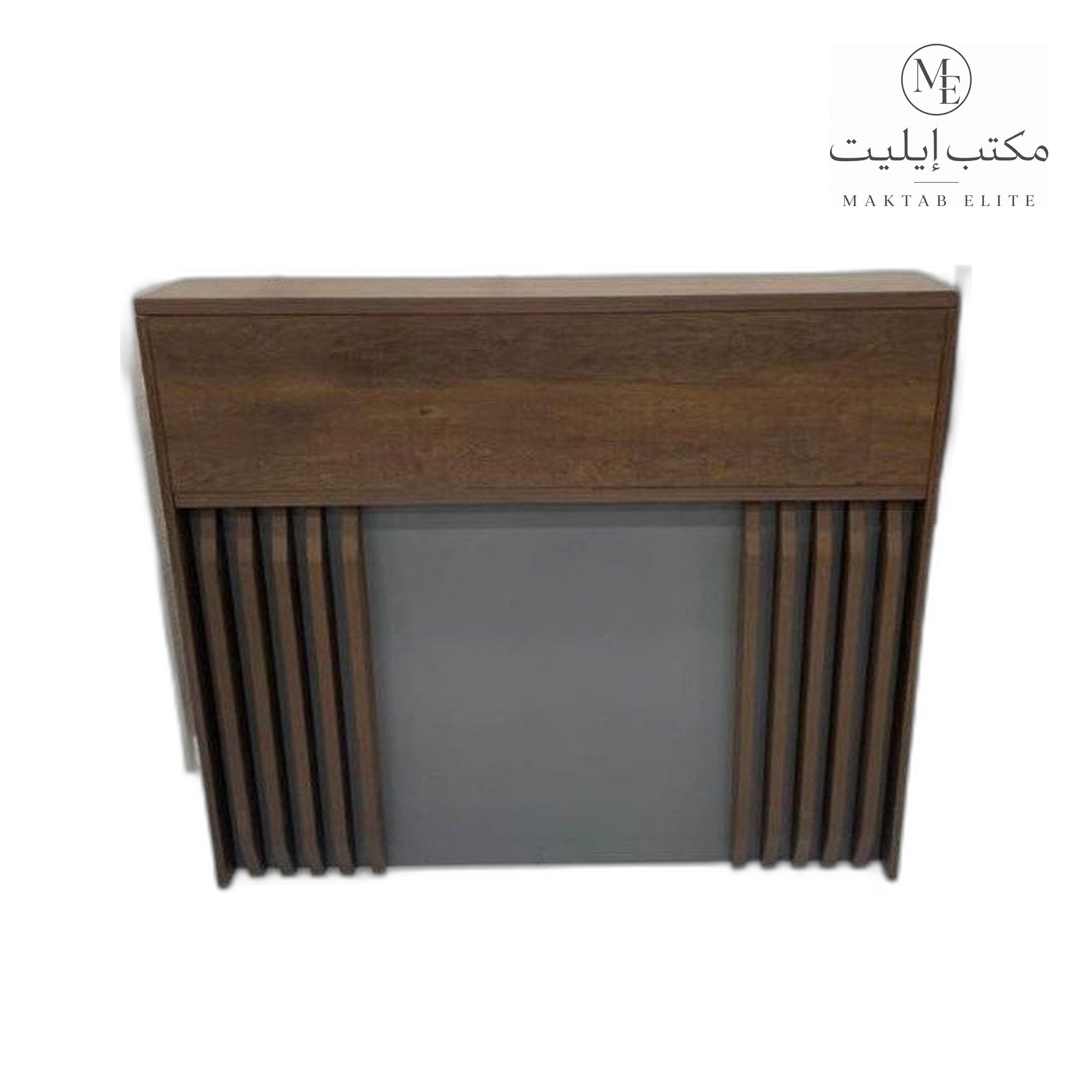 Reception Desk — Dark Wood Grey Modern Reception Desk — 680 SAR